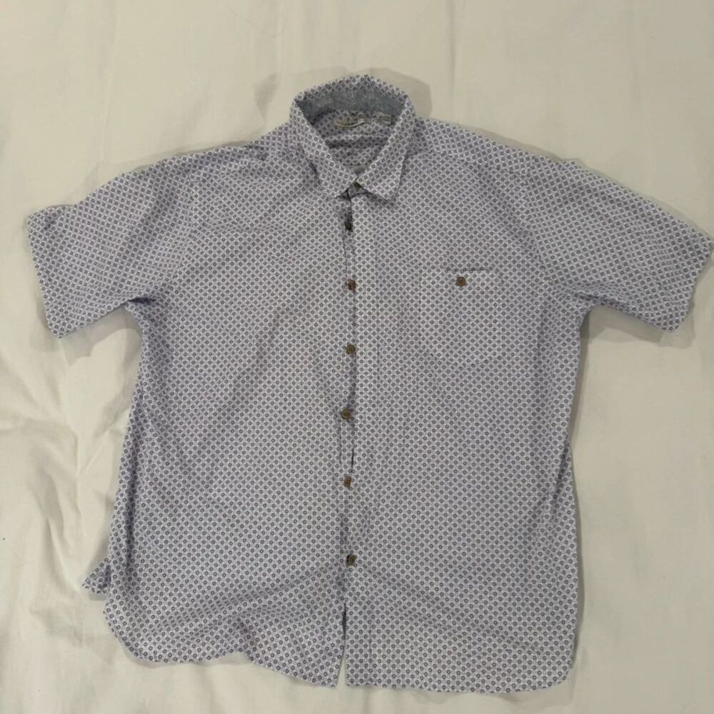 Campia Moda Floral Print Short Sleeve Button Up Shirt XXL